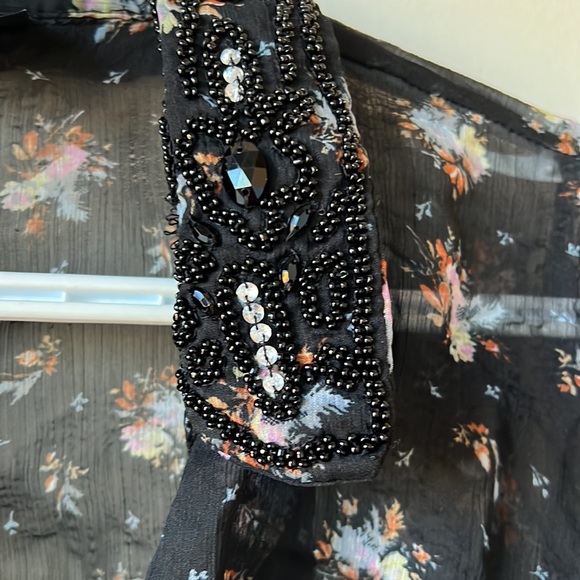 Top shop sheer floral button up - Picture 2 of 5